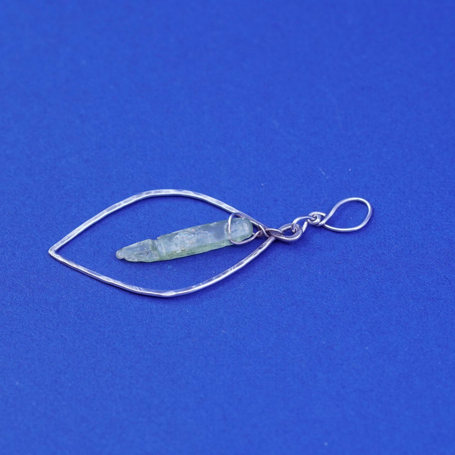 Vintage handmade sterling silver charm, teardrop 925 wired with healing jade