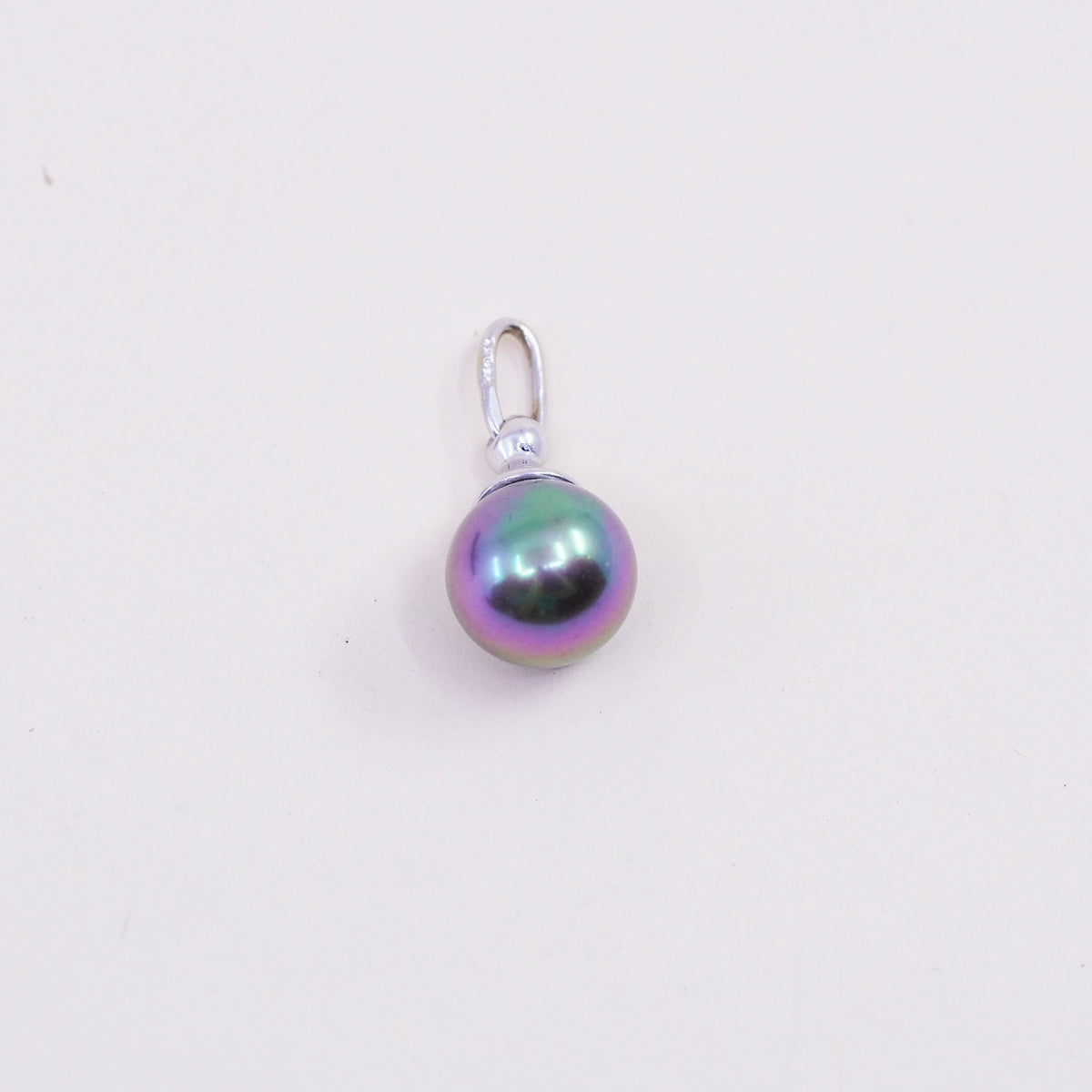 Vintage Sterling 925 silver handmade pendant with Tahiti black pearl