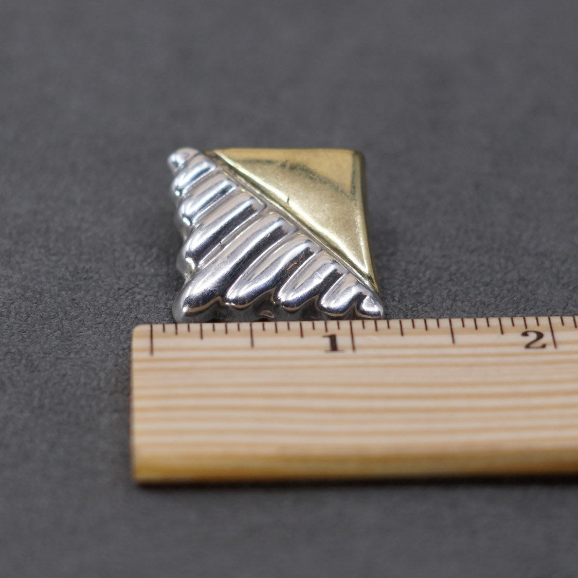 two tone Sterling silver handmade clip on, mexico 925 ribbed earrings w/ brass