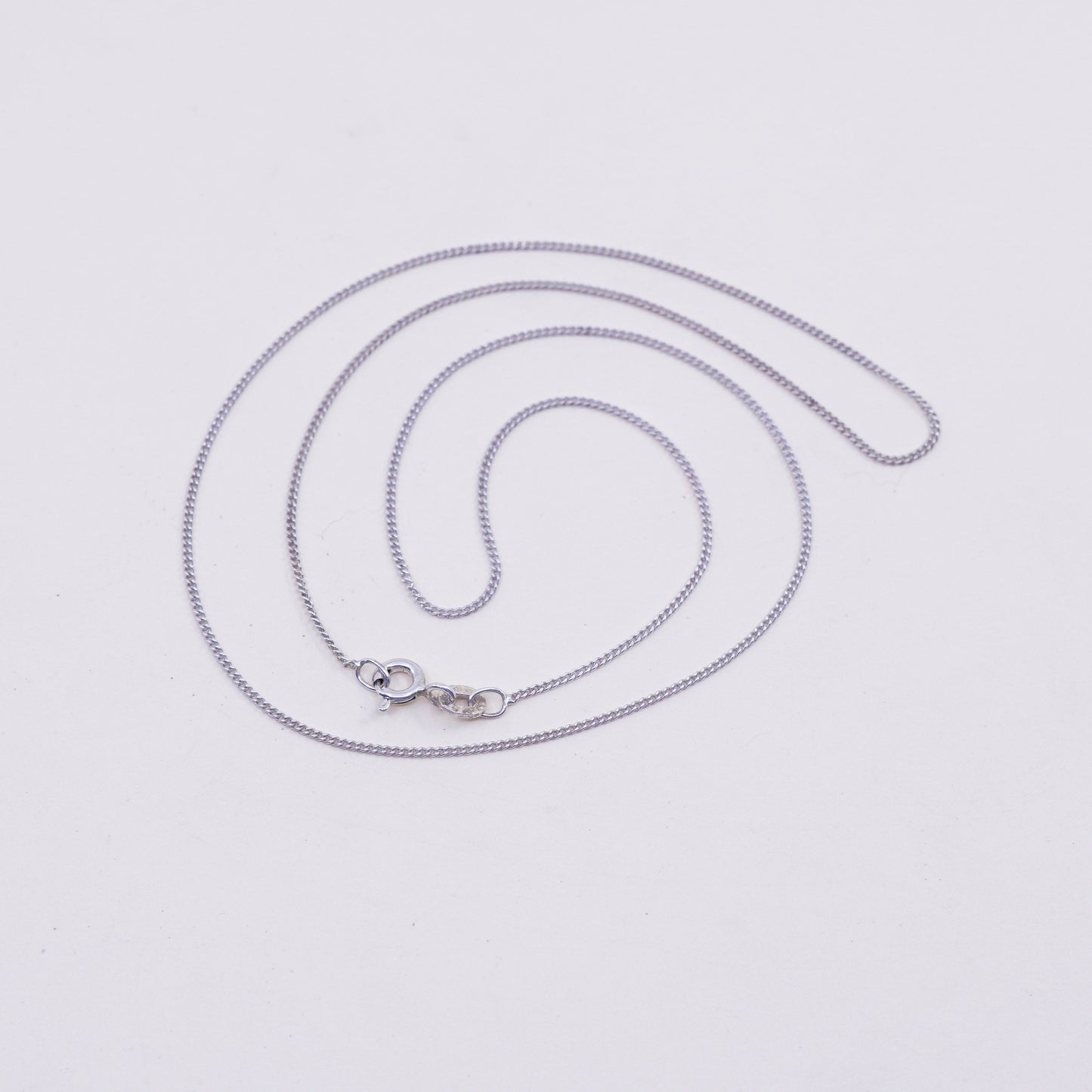 18”, 1mm, italy sterling silver handmade necklace, 925 curb chain