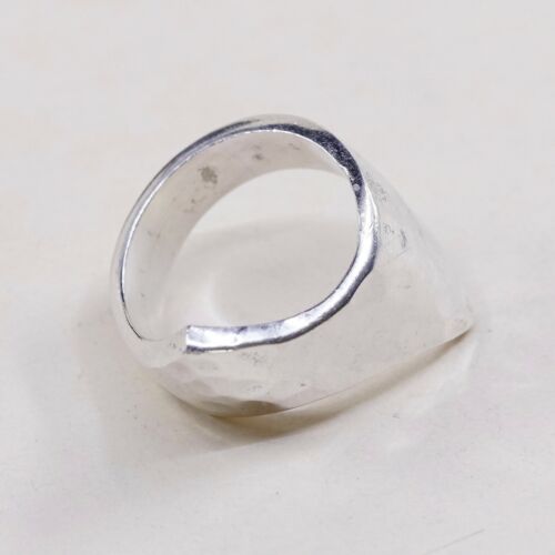 Sz 9, Vtg Sterling Silver Handmade Ring 925 Silver hammered Band, Silver Tested