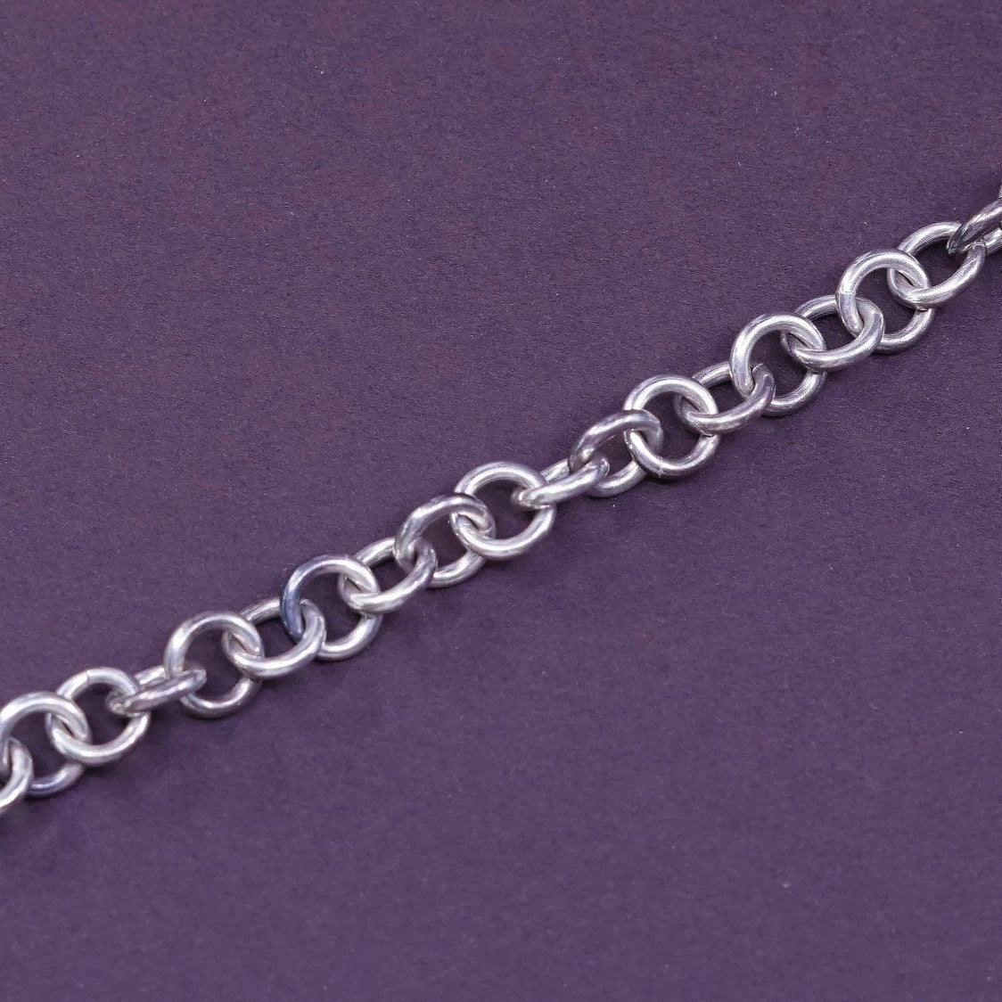 6.25", 7mm, vtg Sterling 925 silver handmade monogram “KPB” bracelet toggle