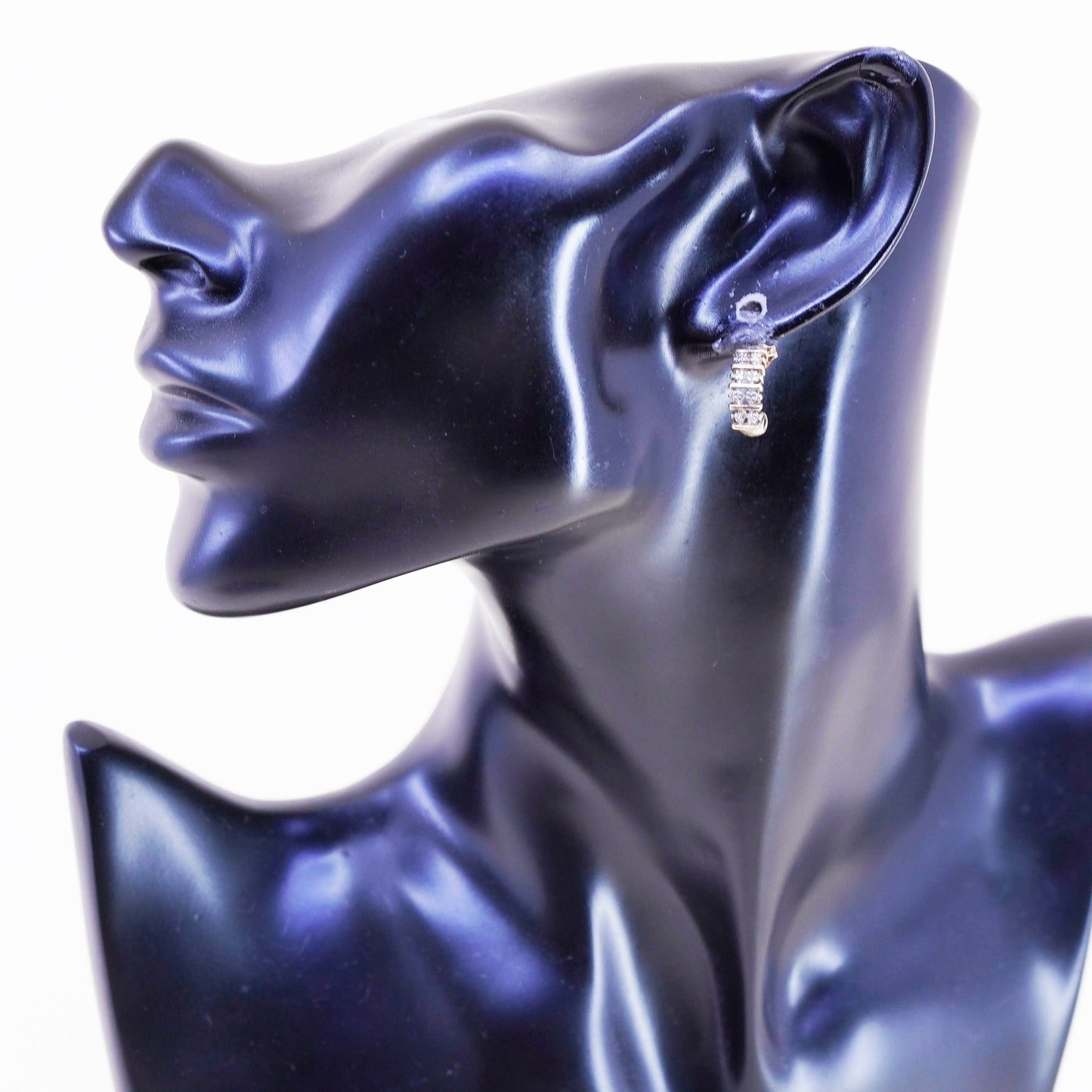 0.5”, vermeil gold over sterling silver earrings, 925 hoops huggie real diamond