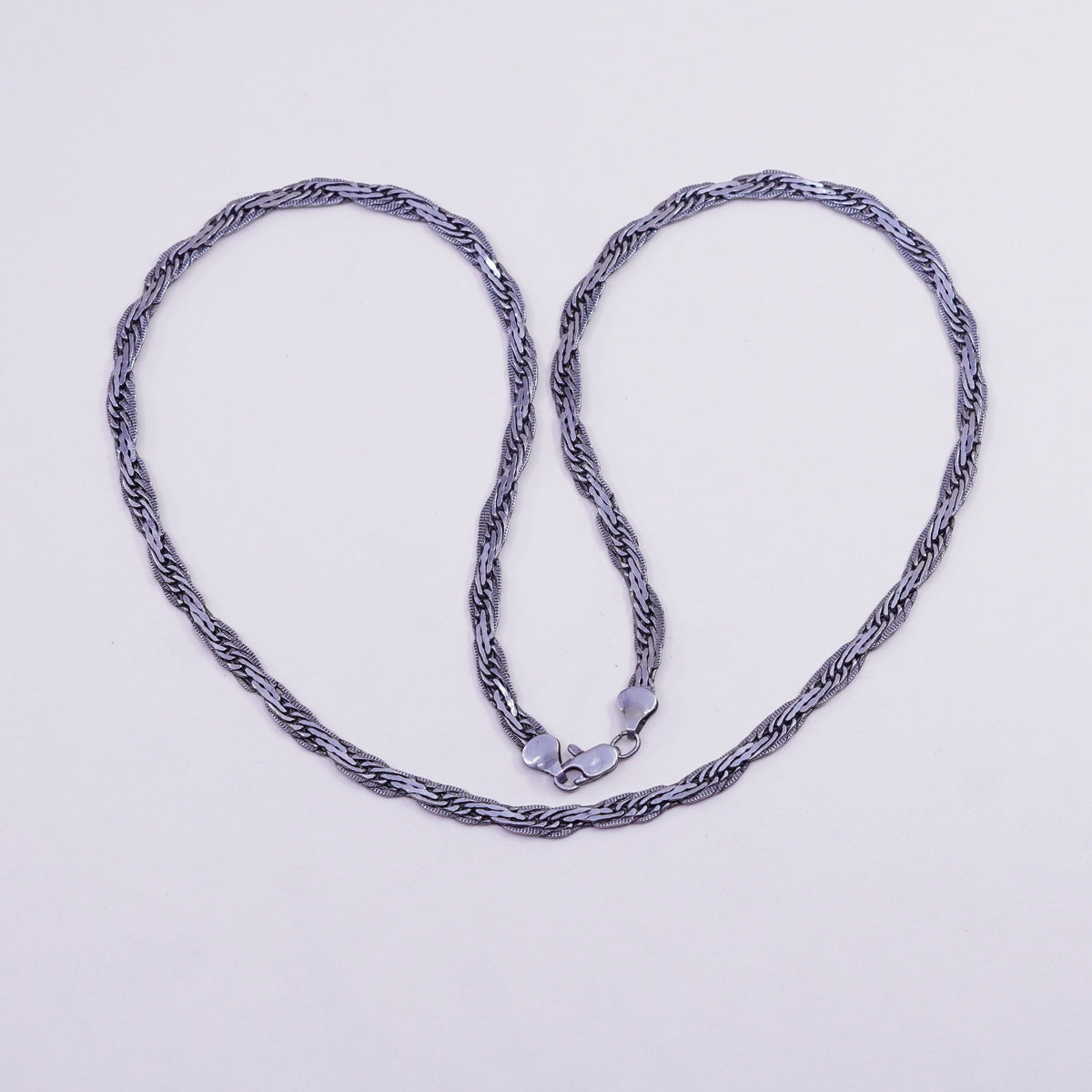 24”, 5mm, Vintage sterling silver chain, Italy flatten 925 nugget chain