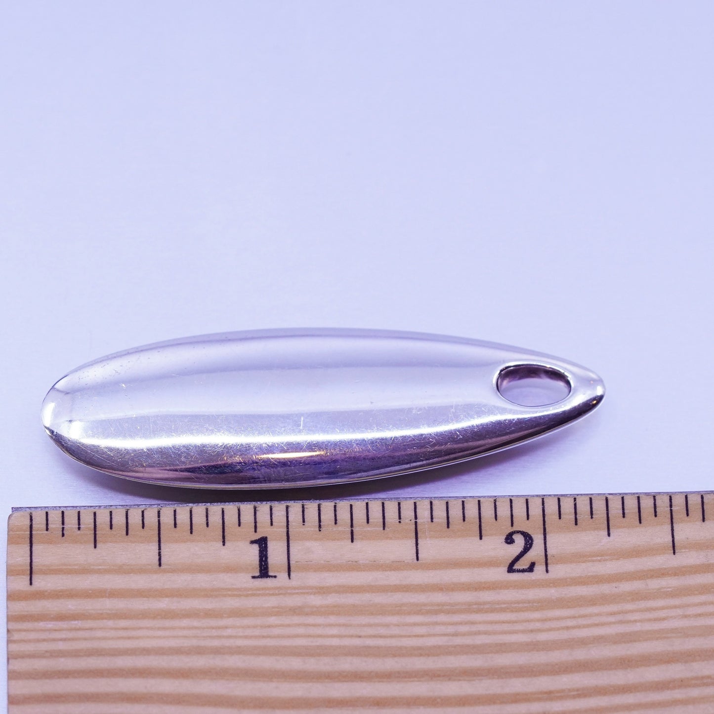 Vintage sterling 925 silver handmade modern marquise shaped pendant