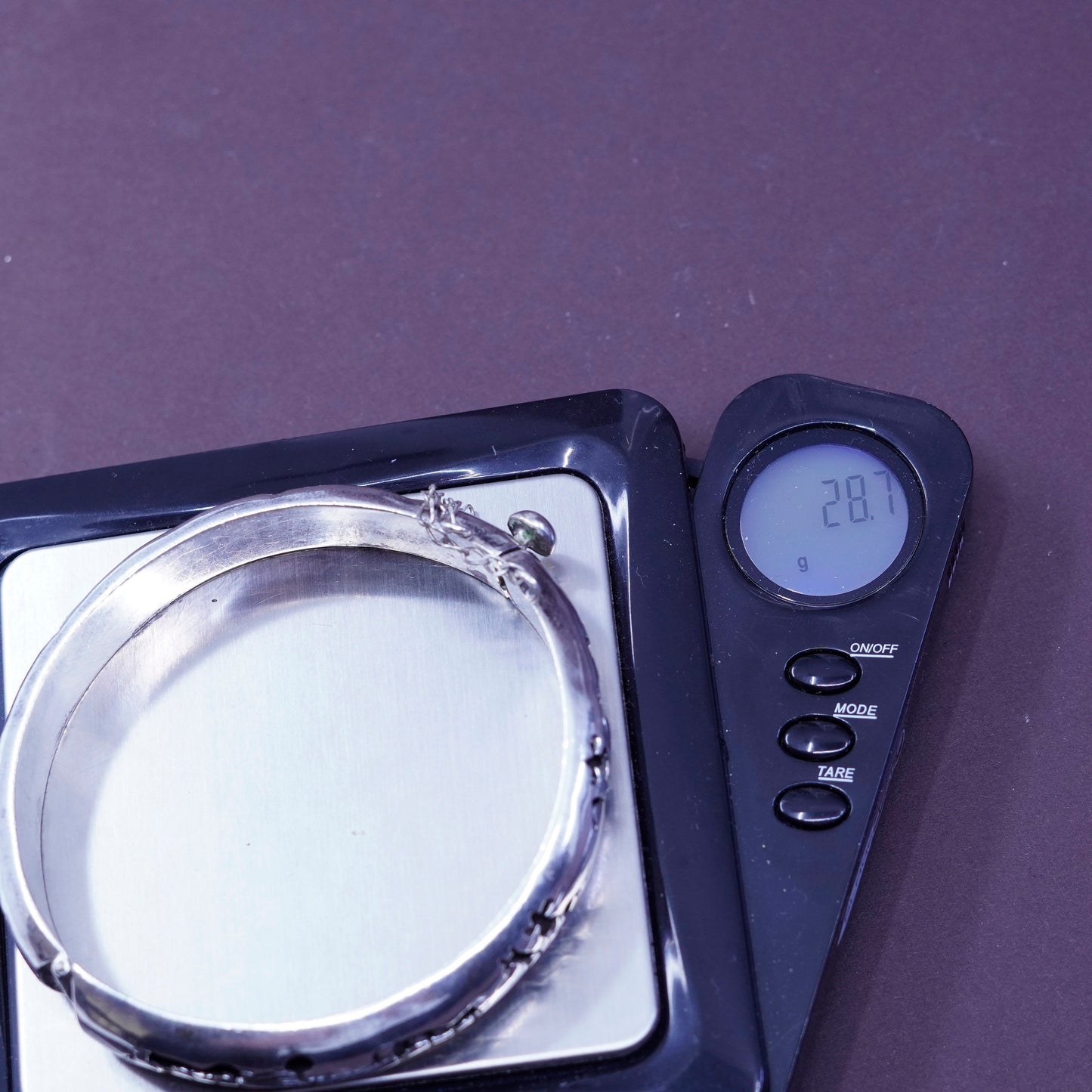 7.5”, Sterling 925 silver handmade shadow hinged storyteller bangle bracelet