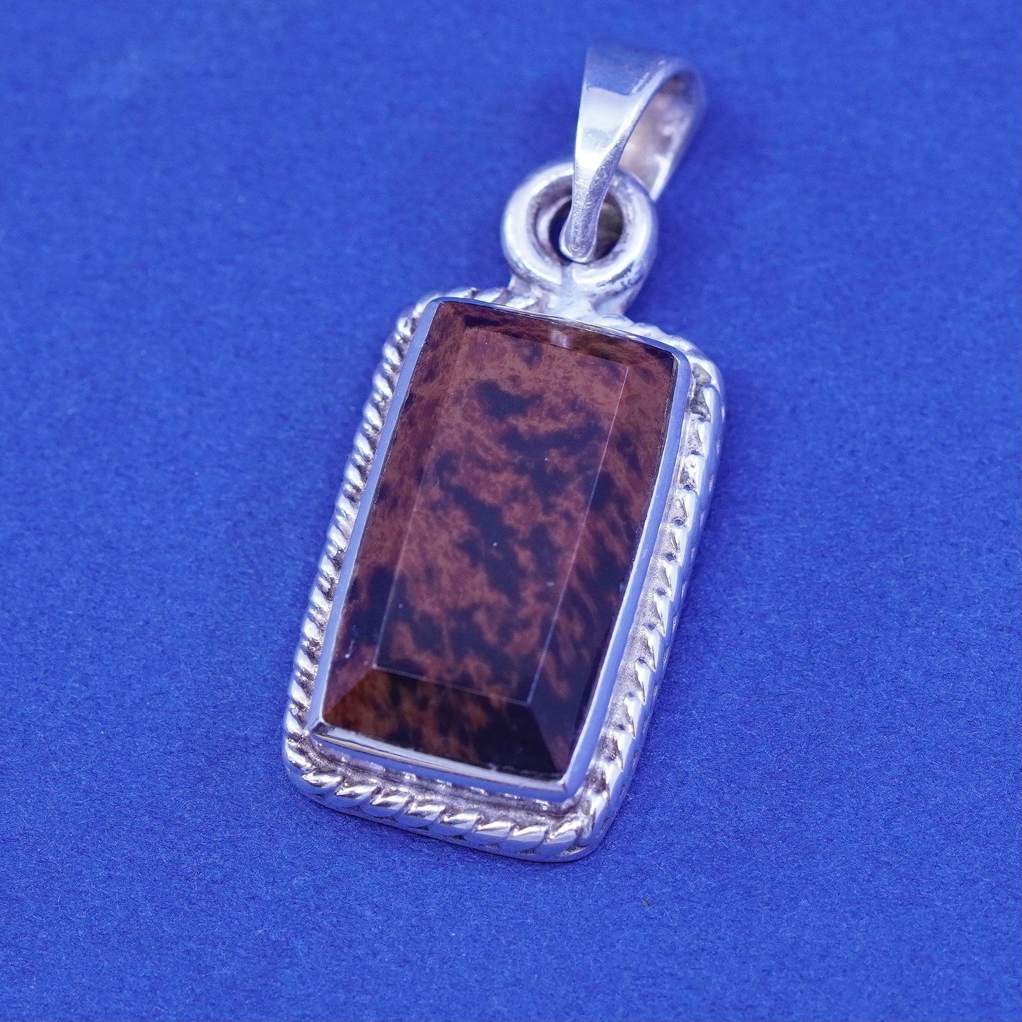Vintage Mexico sterling 925 silver handmade pendant w/ rectangular red jasper