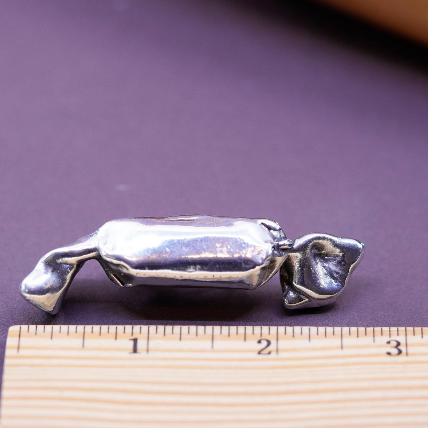 Vintage handmade puffy sterling 925 silver candy brooch pin
