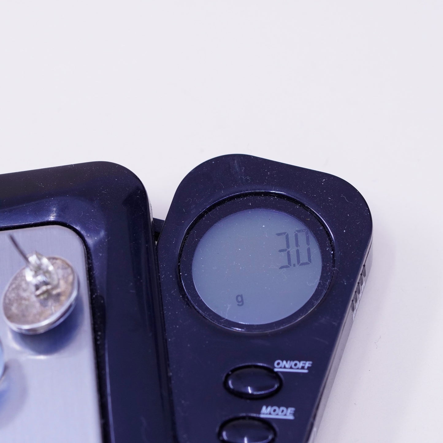 Vintage sterling silver earrings, 925 studs with blue cats eye