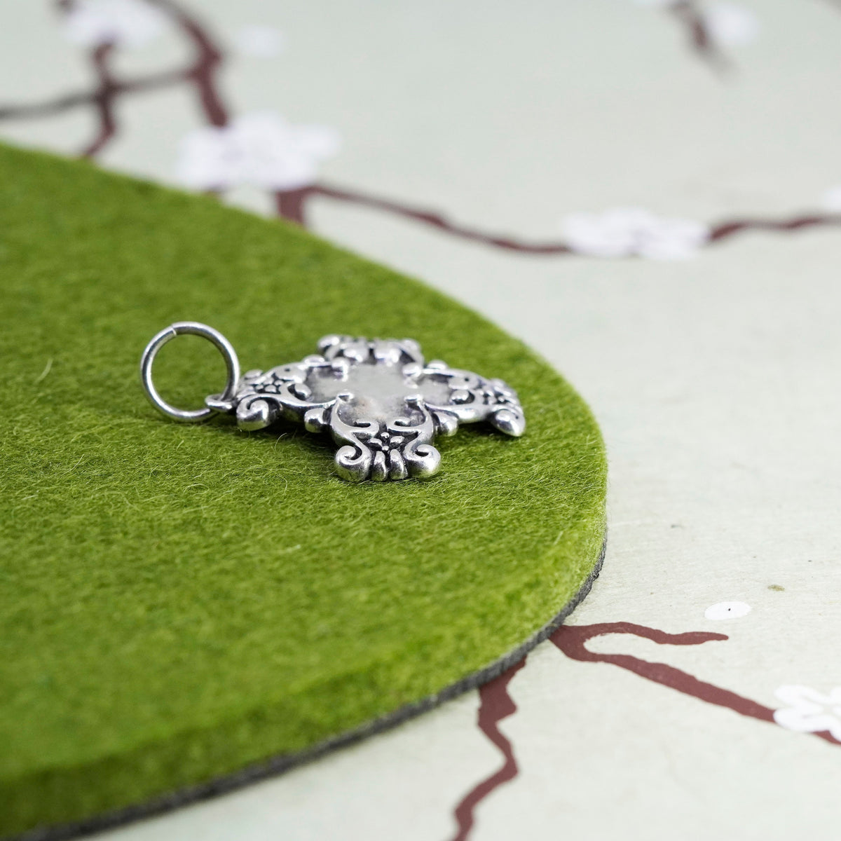 Vintage Sterling silver handmade charm, 925 Jerusalem cross pendant