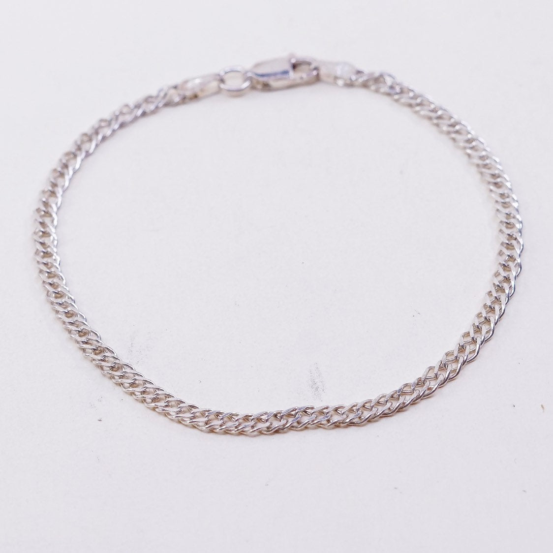 7.25", 4mm, VTG sterling silver double curb link chain, italy IBB 925 bracelet,