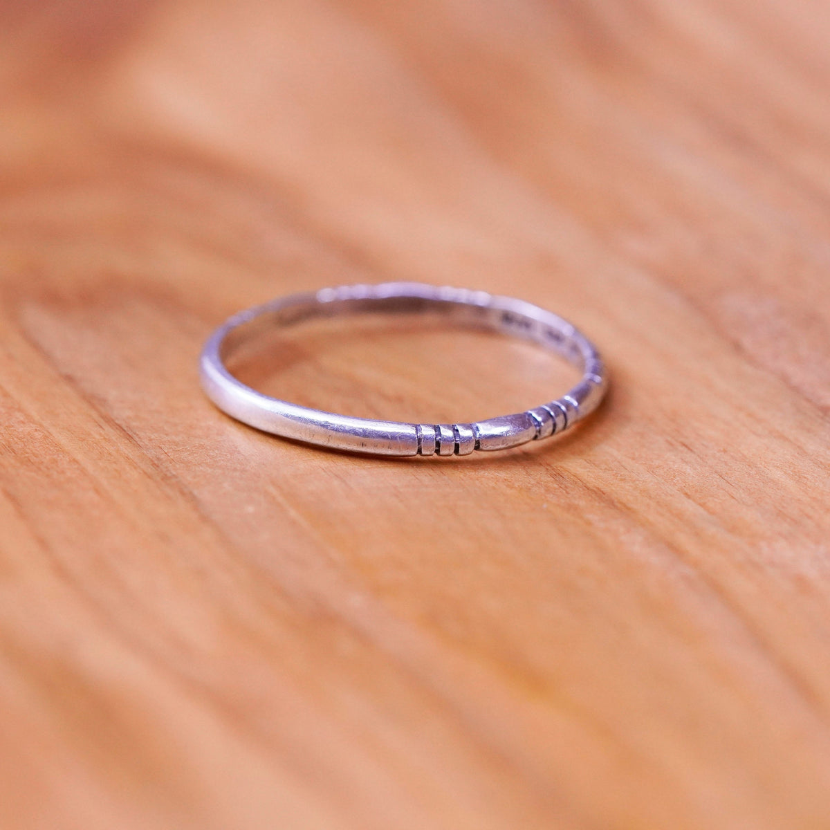 Size 11, vintage Wheeler jewelry Sterling silver handmade ring, 925 ribbed band