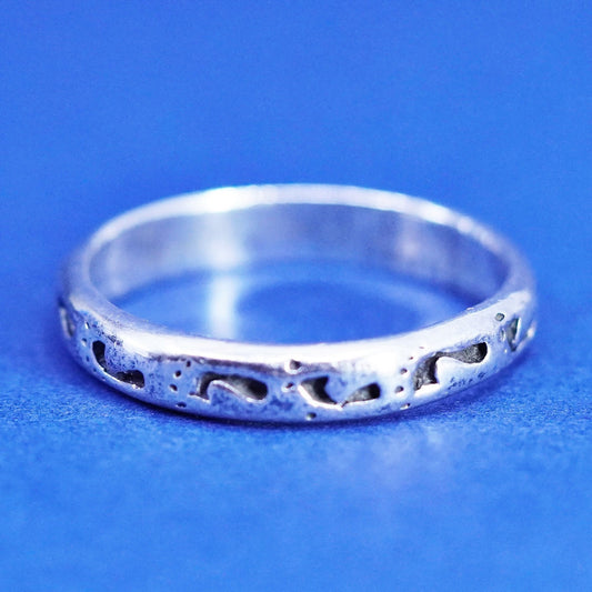 Size 10, vintage sterling silver handmade ring, 925 band w/ footprint embossed