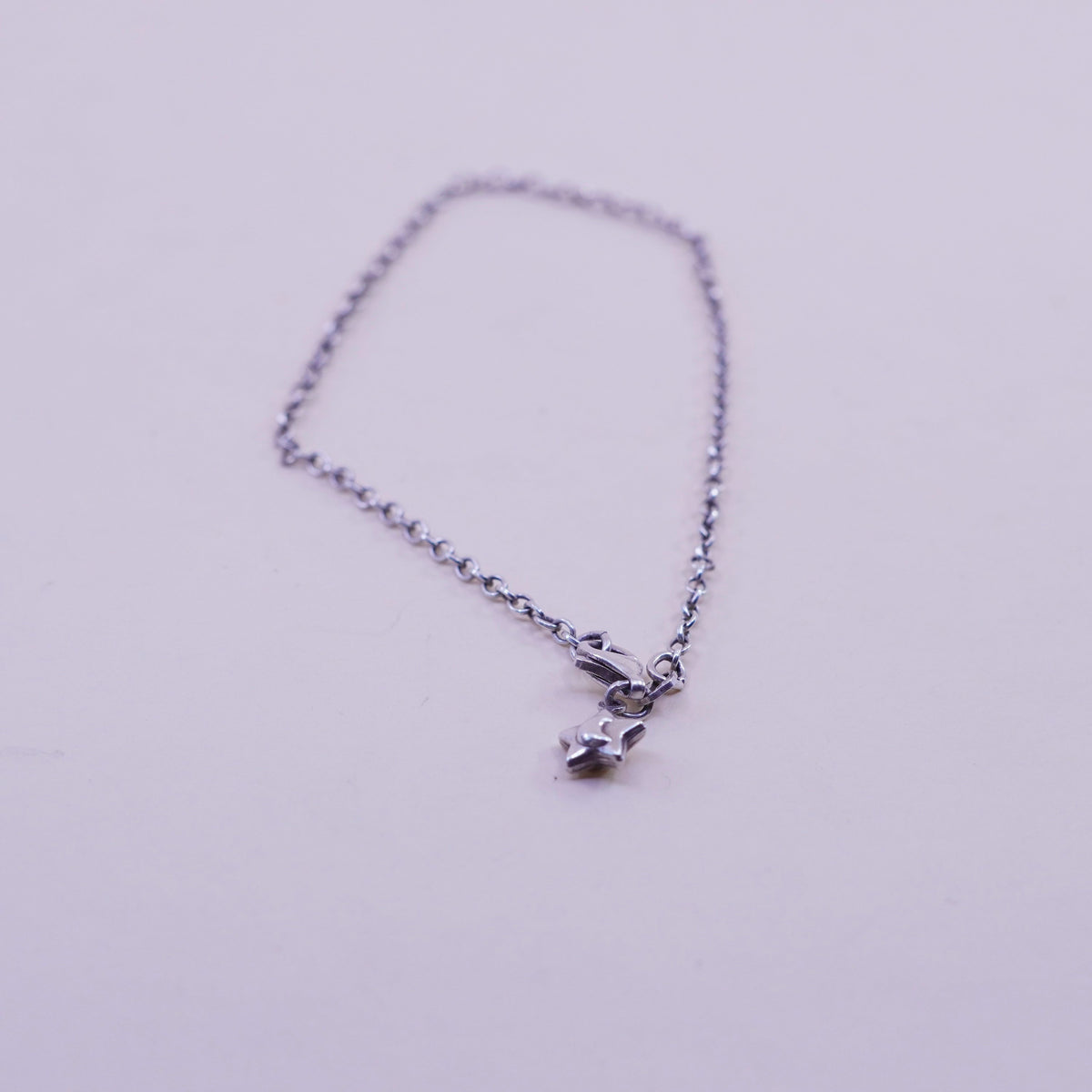 9.5”, Vintage sterling silver bracelet, 925 circle chain anklet star moon charm
