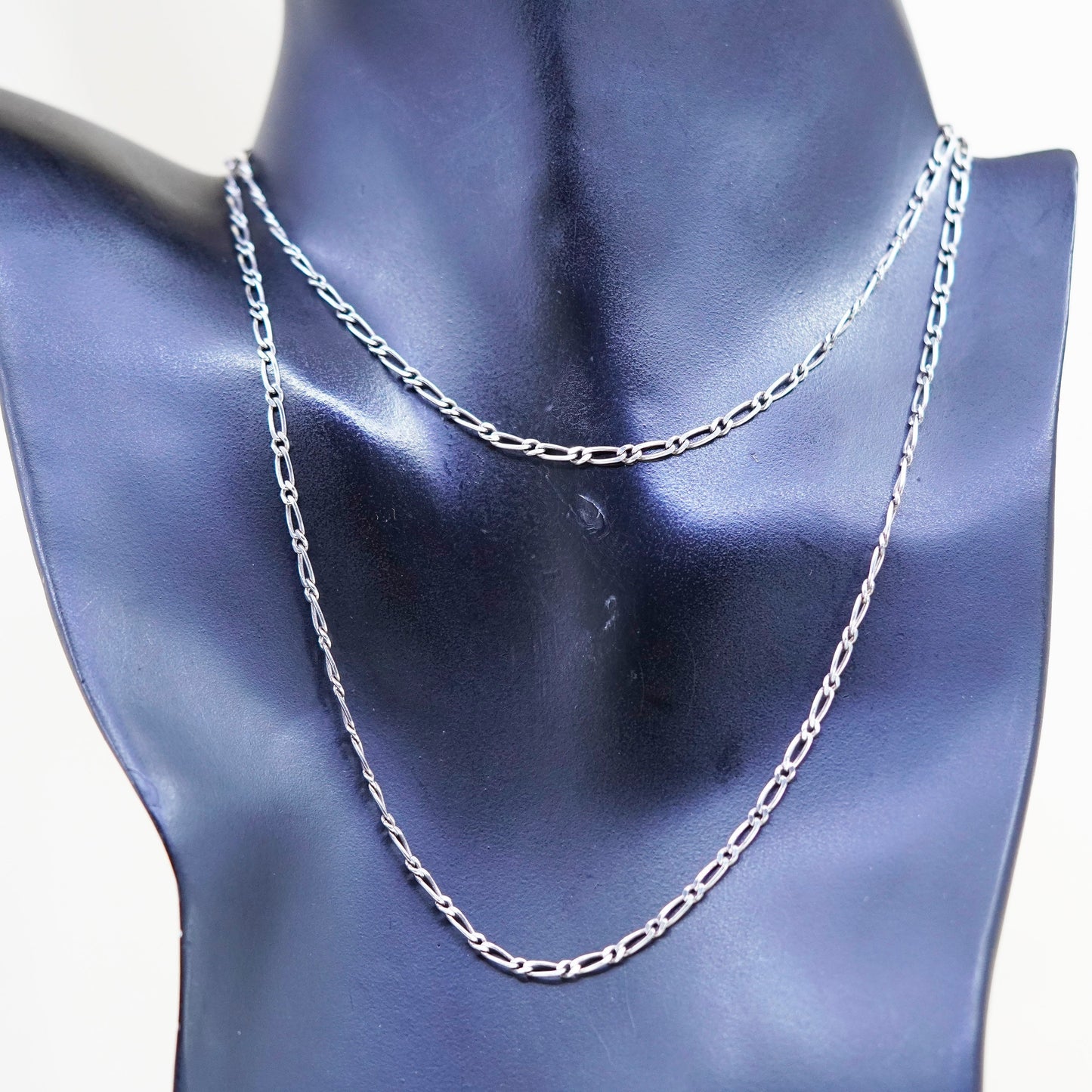 26”, 3mm, Vintage sterling silver figaro chain, bold 925 men’s necklace