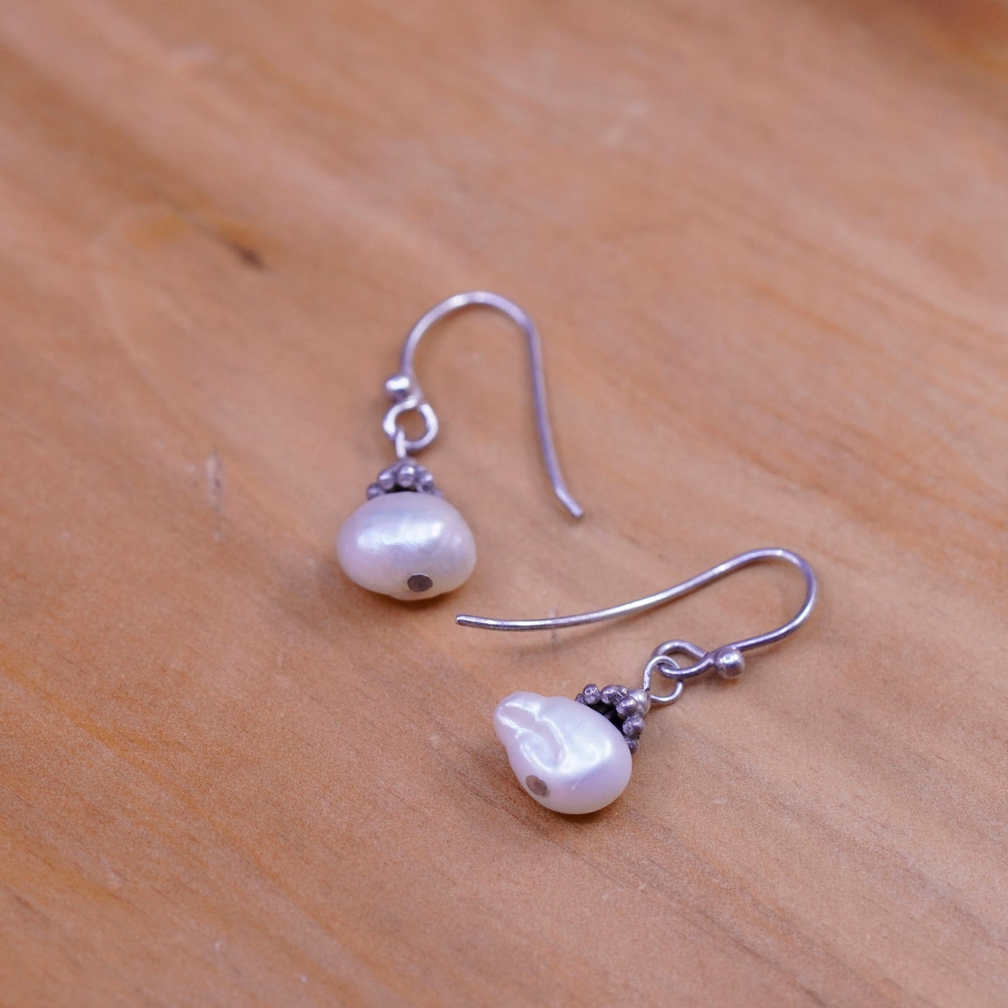 Vintage Sterling 925 silver handmade earrings with pearl