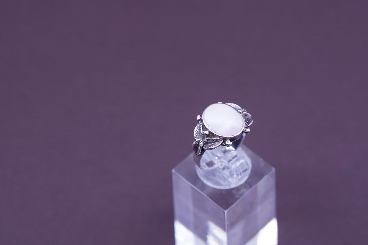 sz 6, Native American navajo Sterling 925 silver Pat Platero ring with pink mop