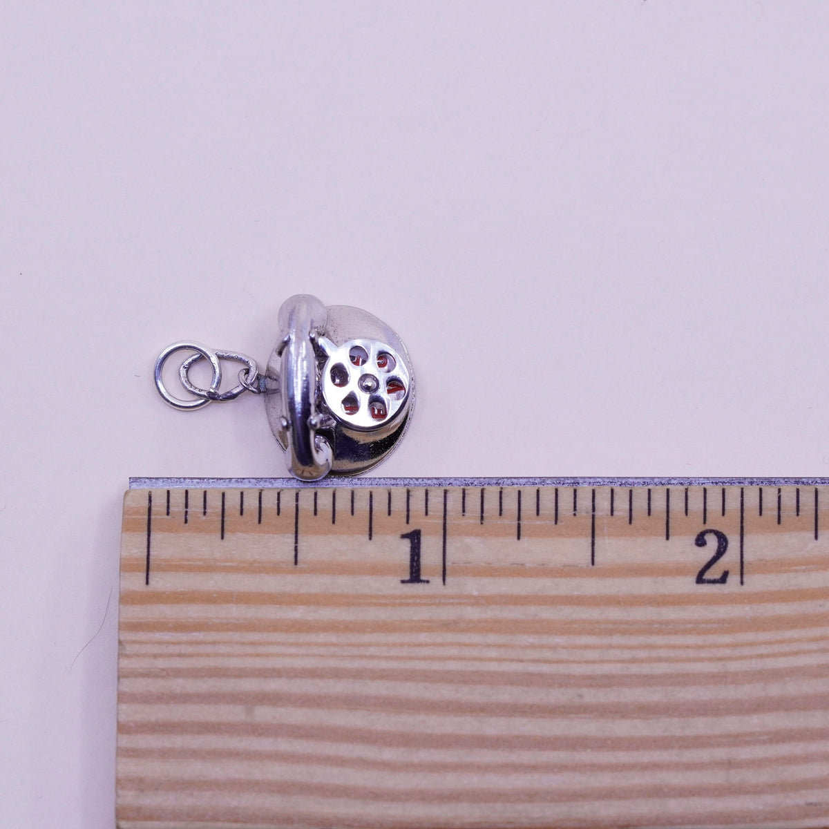 Vintage Sterling silver handmade pendant, 925 old fashion telephone charm