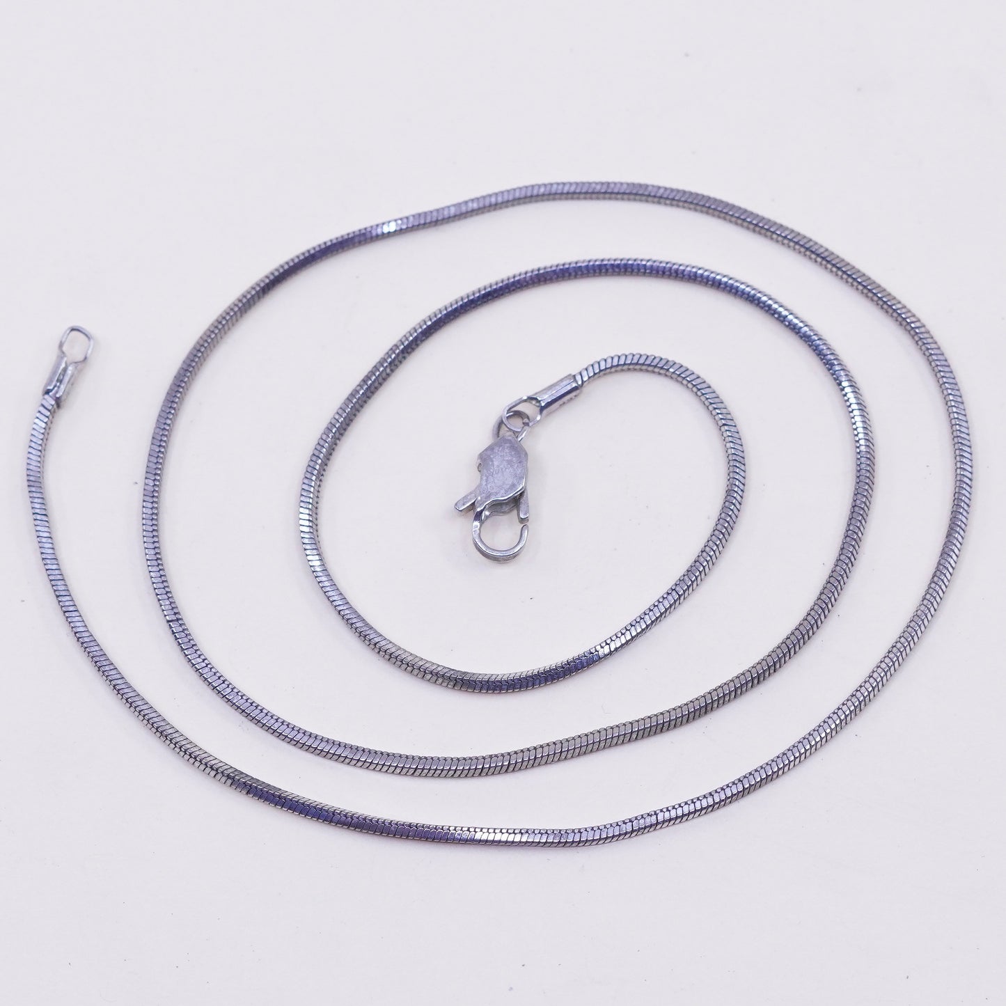 20”, 1mm, Vintage sterling silver square snake chain, 925 chain