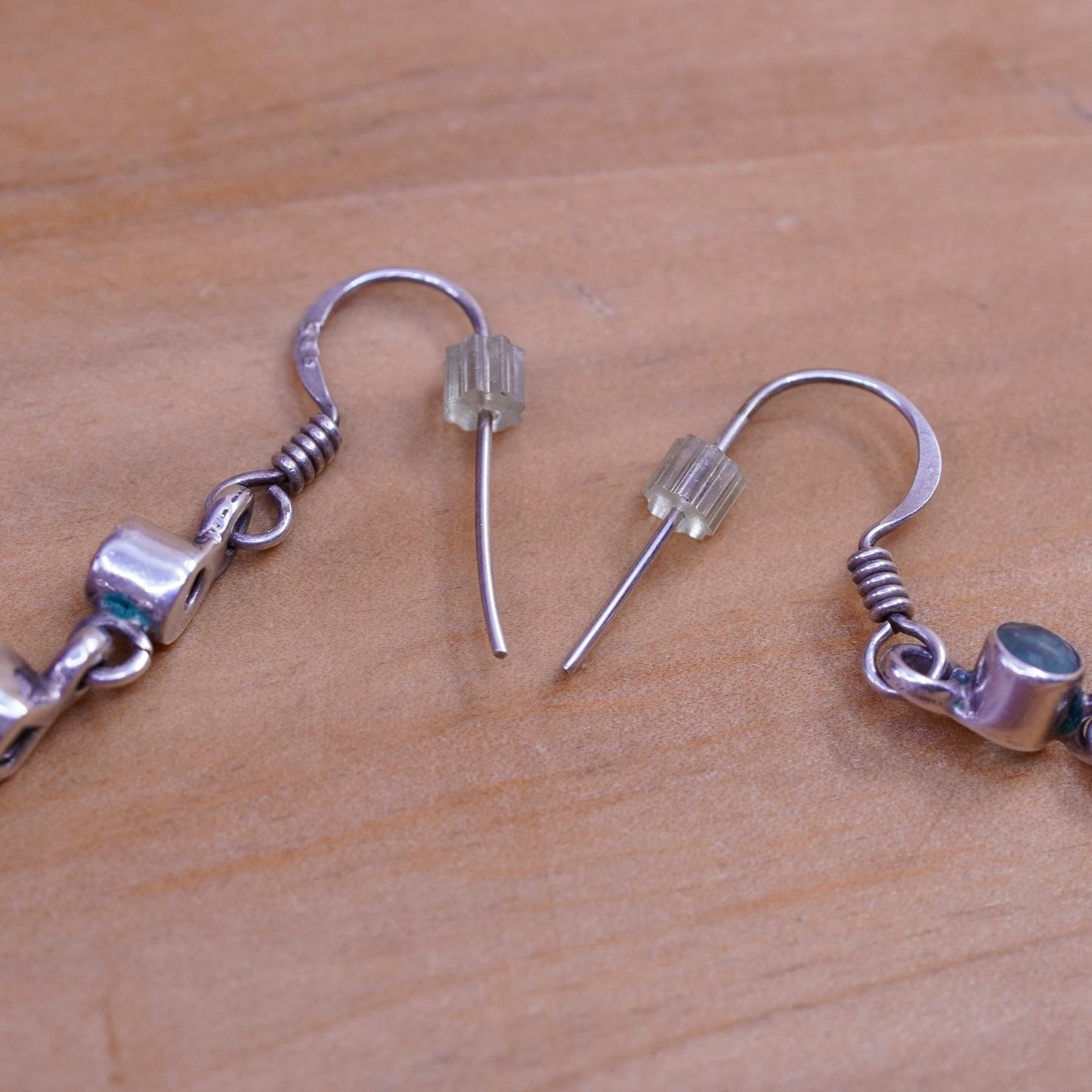 Vintage Sterling 925 silver handmade earrings with blue topaz