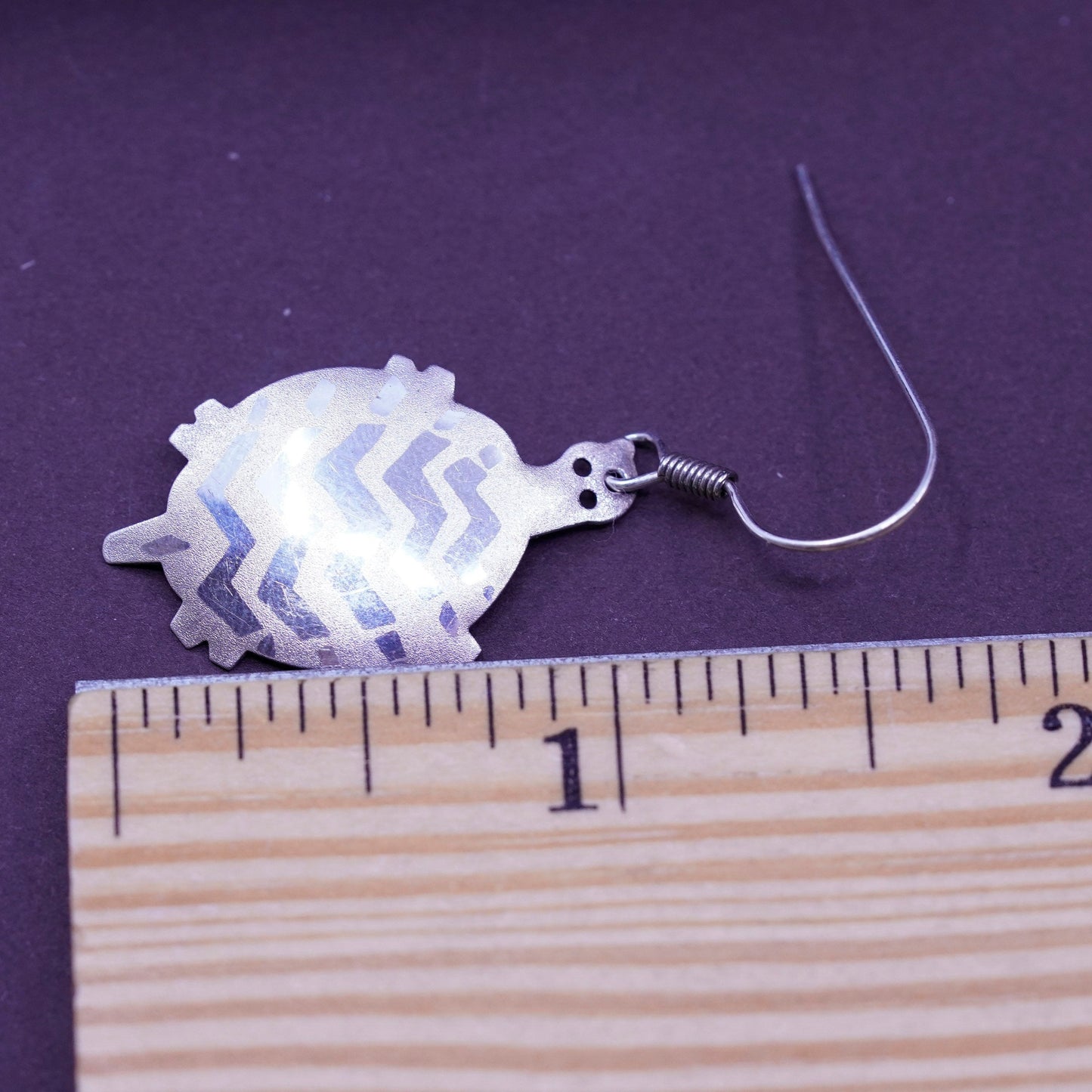 Vintage Sterling silver handmade earrings, 925 turtle drops