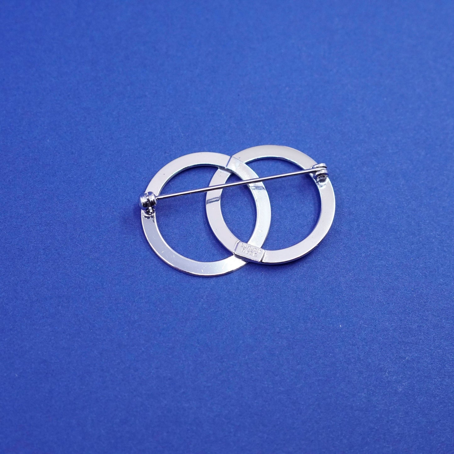 Vintage Beau Sterling silver handmade brooch, textured double 925 circle pin