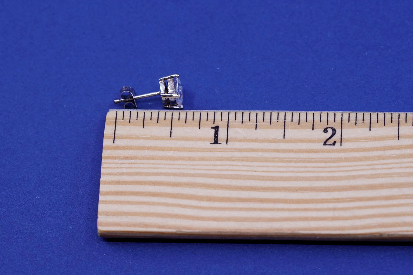 6mm, Vintage sterling silver handmade earrings, 925 studs with CZ