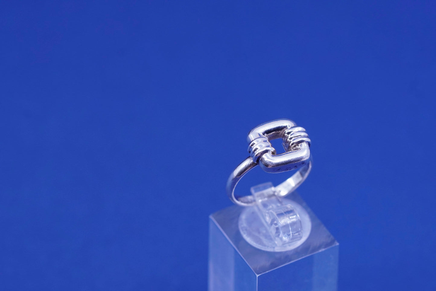 Size 7, vintage Sterling silver handmade Square ring, 925 square statement ring