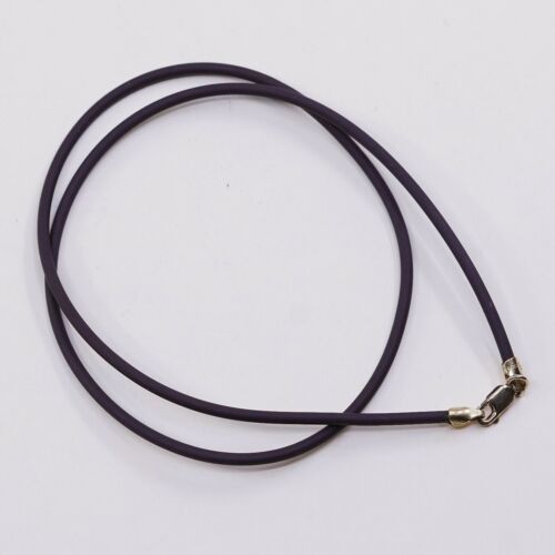 16”, Vtg Gold Over Sterling 925 Silver Clasp W/ Brown Rubber Chain Necklace
