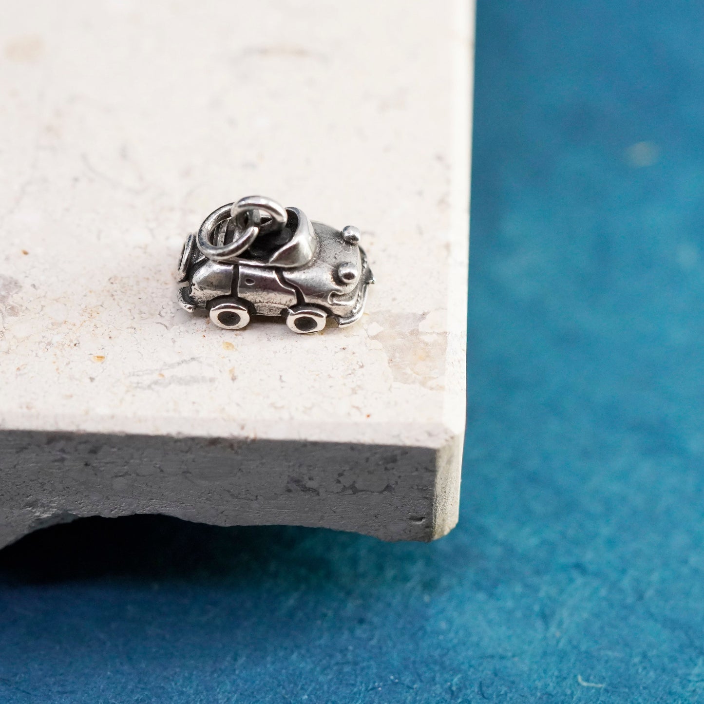Vintage Sterling silver handmade pendant, 925 baby car charm