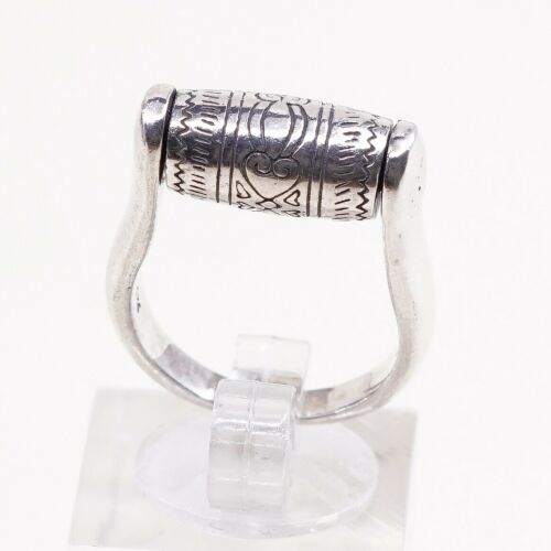 Sz 6.5 Vtg Brighton Sayan Sterling Silver Handmade Ring, 925 Spinner Roller Band