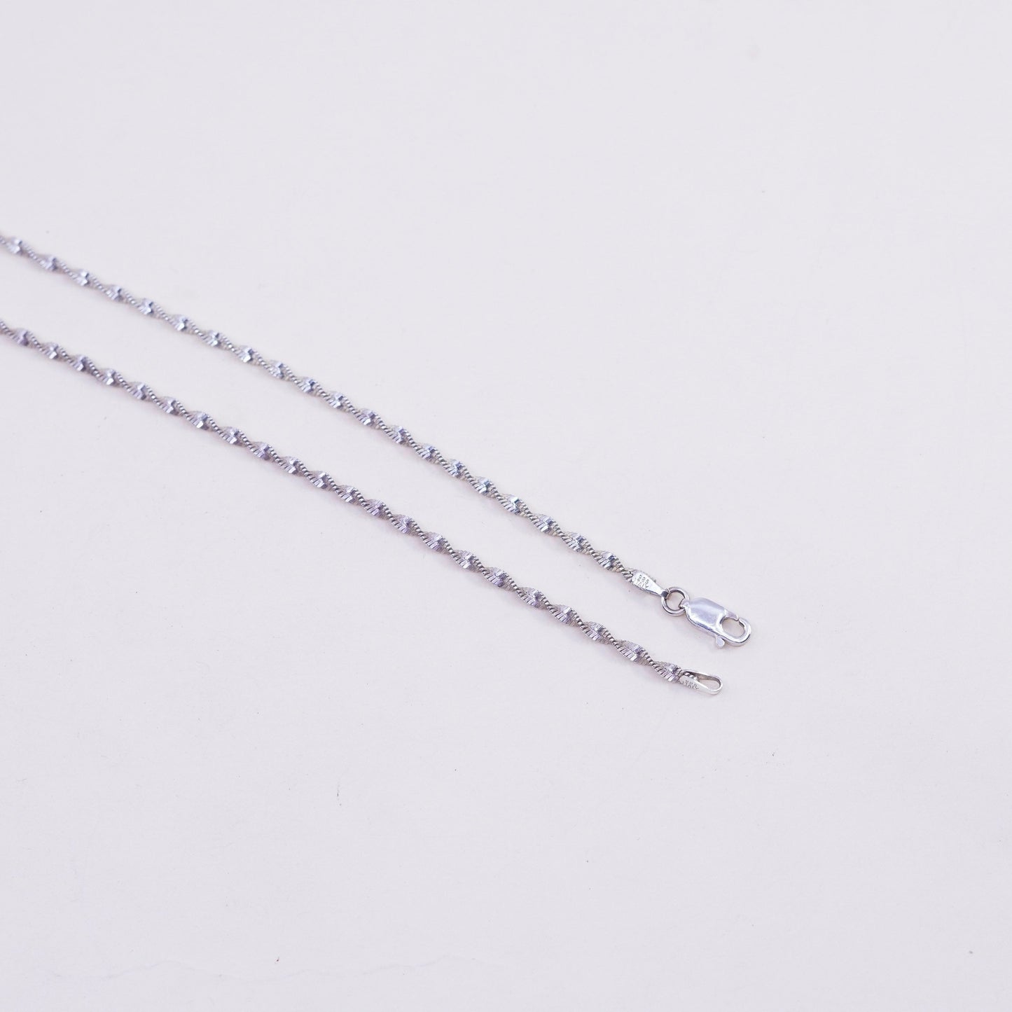 18”, 2mm, vintage Sterling silver necklace, 925 twisted herringbone chain