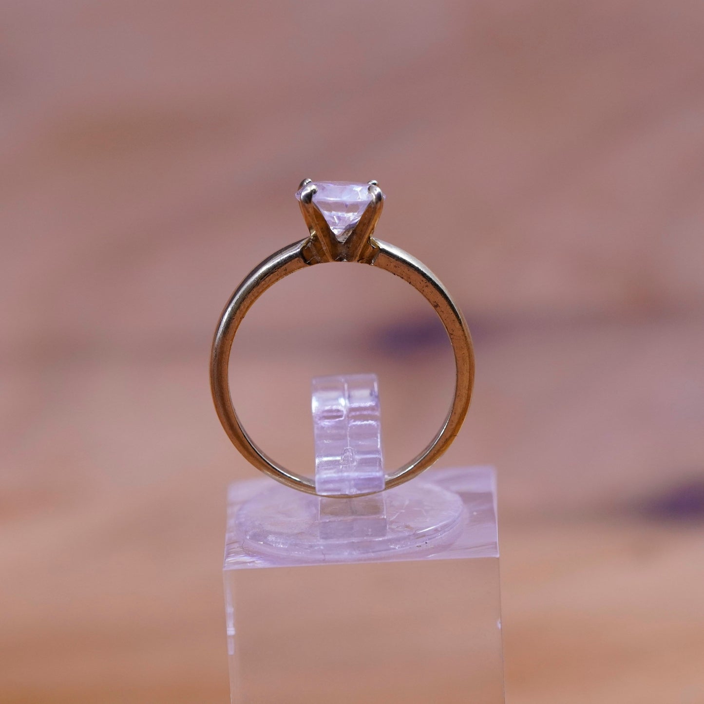 Size 5, vermeil gold over Sterling silver handmade ring, 925 engagement band cz