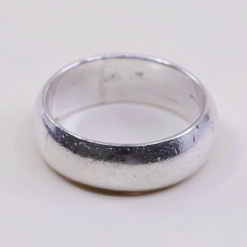 Size 5.75, Vtg Sterling Silver Handmade Wedding Ring, Band, Stamped 925