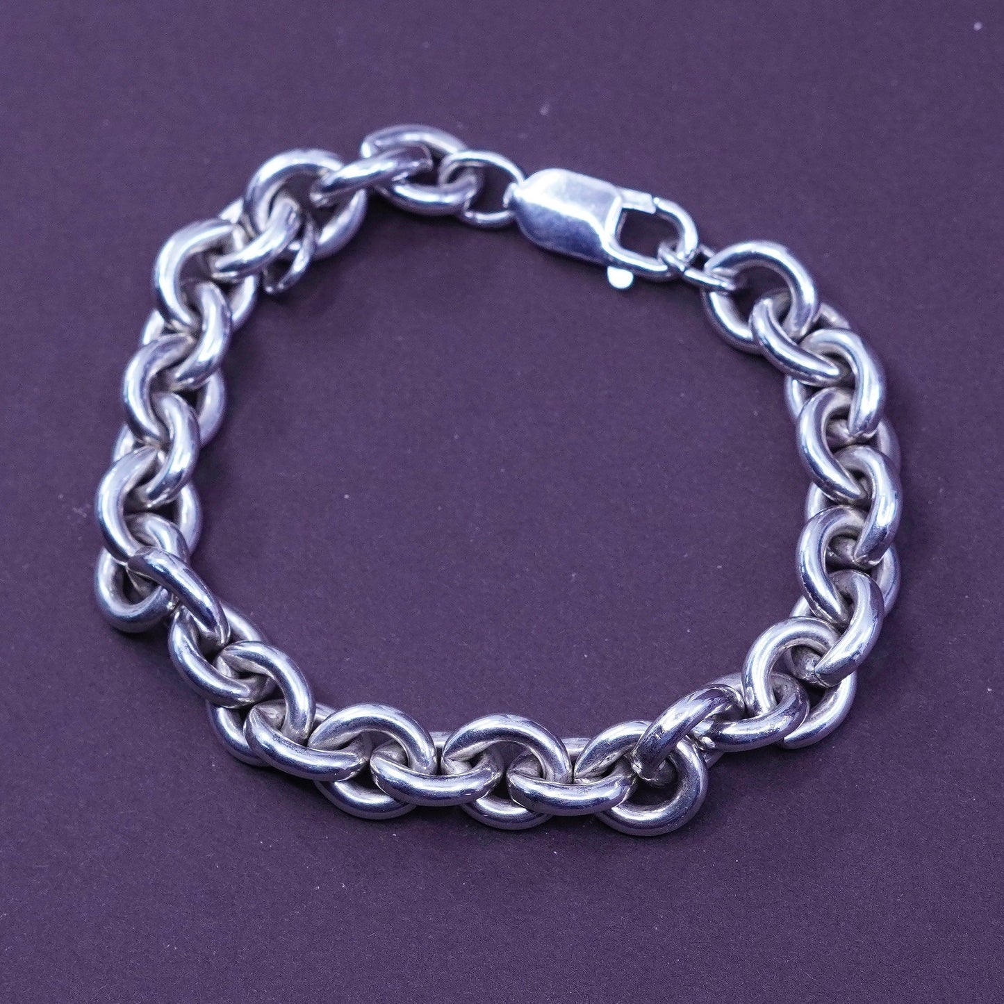 6.5”, prochain Sterling silver charm bracelet, italy 925 bold circle chain