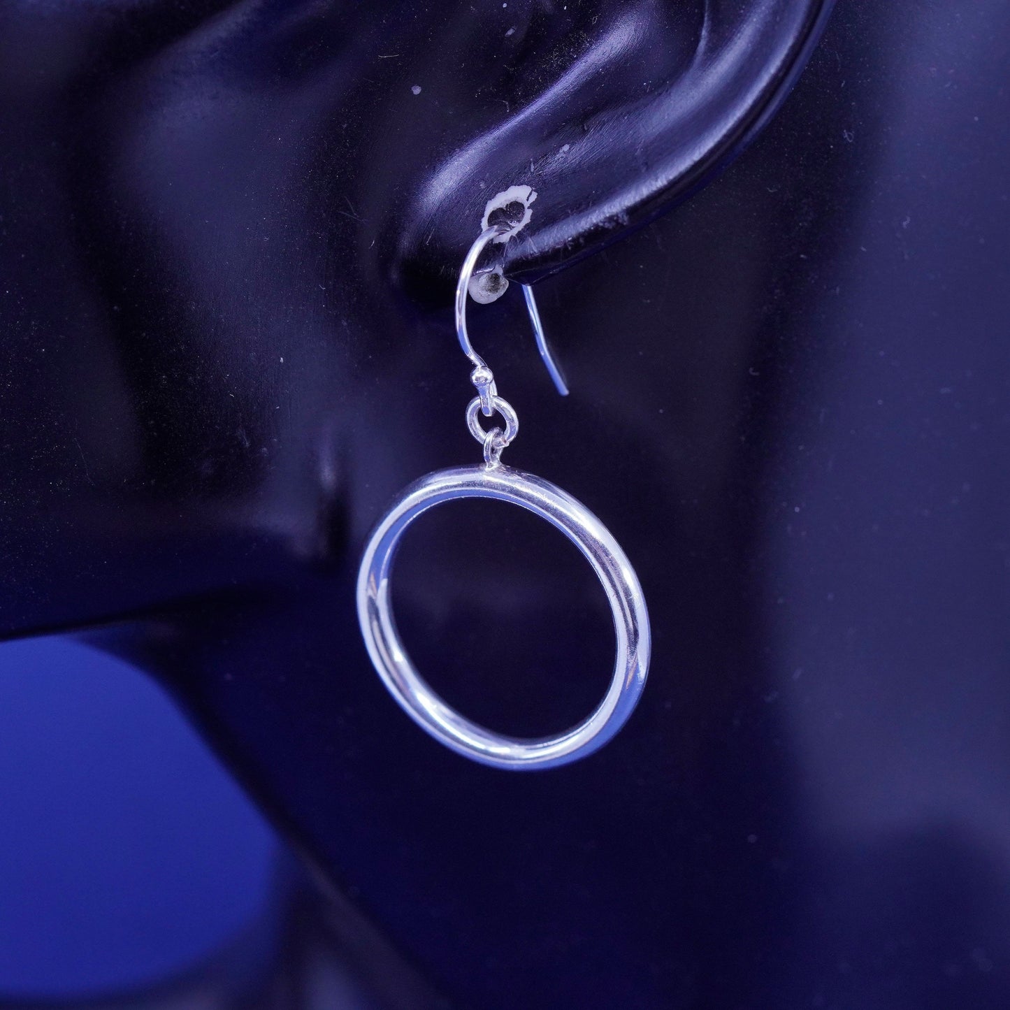 Vintage sterling silver handmade earrings, 925 circle dangles