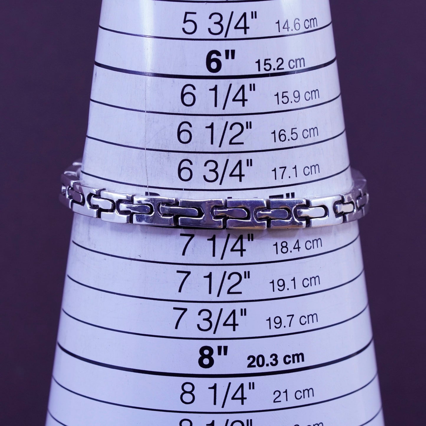 7”, vintage modern Sterling silver handmade tennis bracelet, 925 link chain