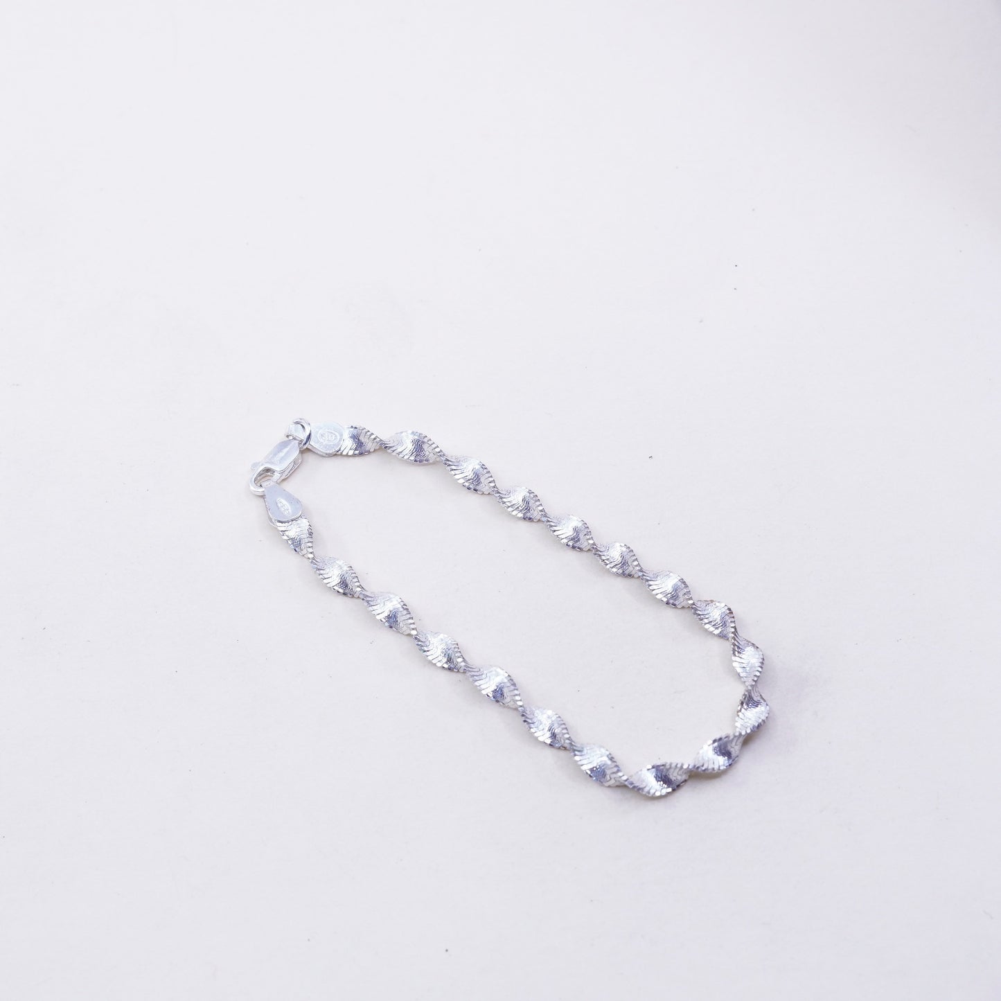 6.75”, 5mm, Vintage sterling silver bracelet, twisted curb link bracelet