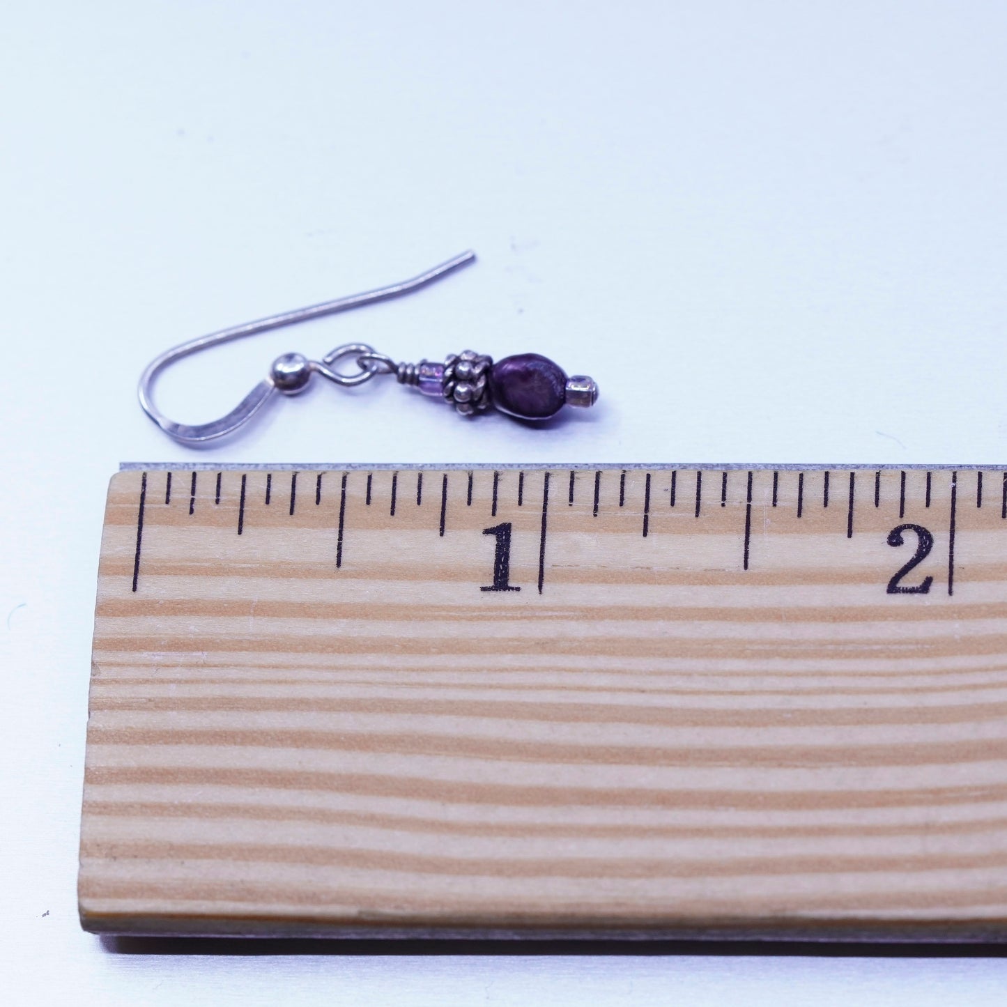 Vintage Sterling 925 silver handmade earrings with black pearl