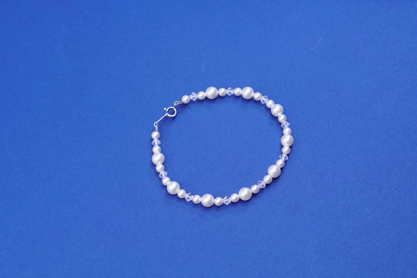 7”, Sterling silver handmade bracelet, 925 clasp with freshwater pearl beads