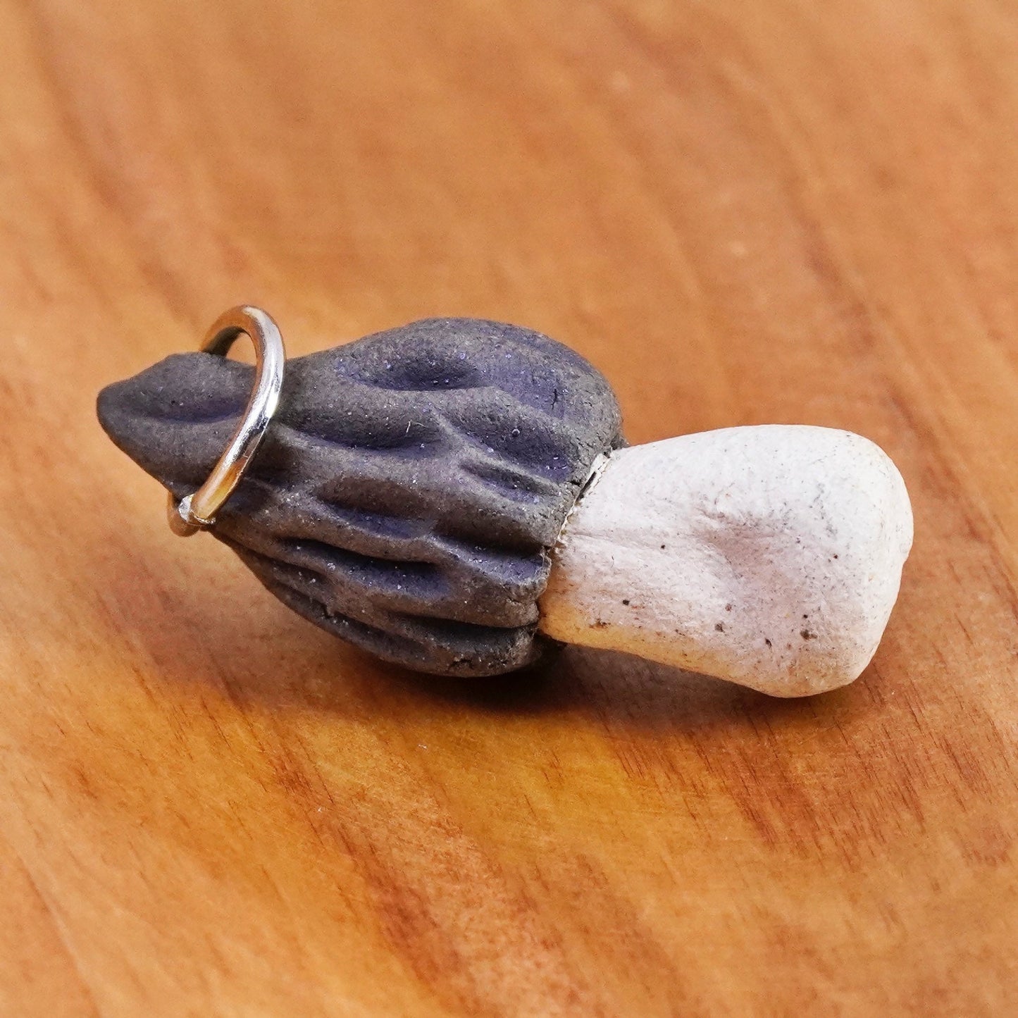 Vintage Sterling silver handmade clay mushroom charm, 925 pendant