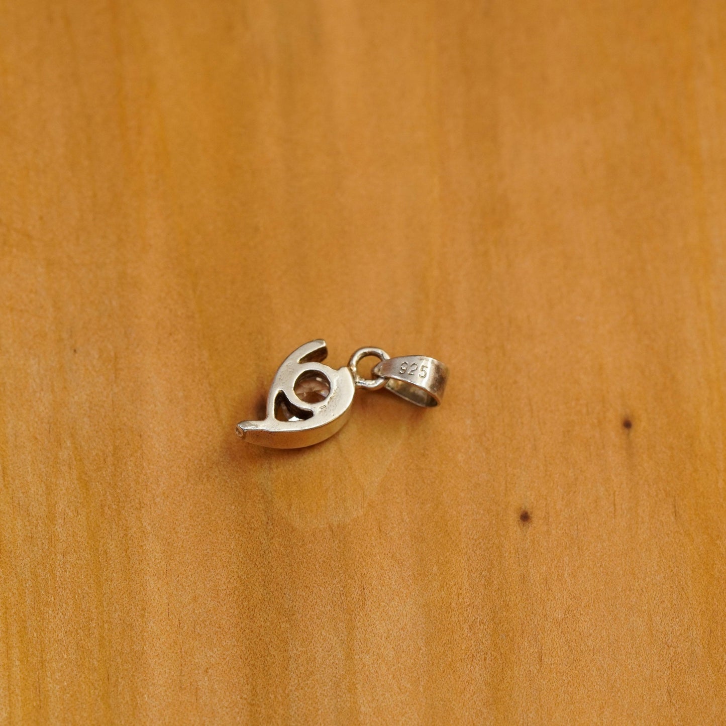 Vintage Sterling 925 silver handmade tiny pendant with cz