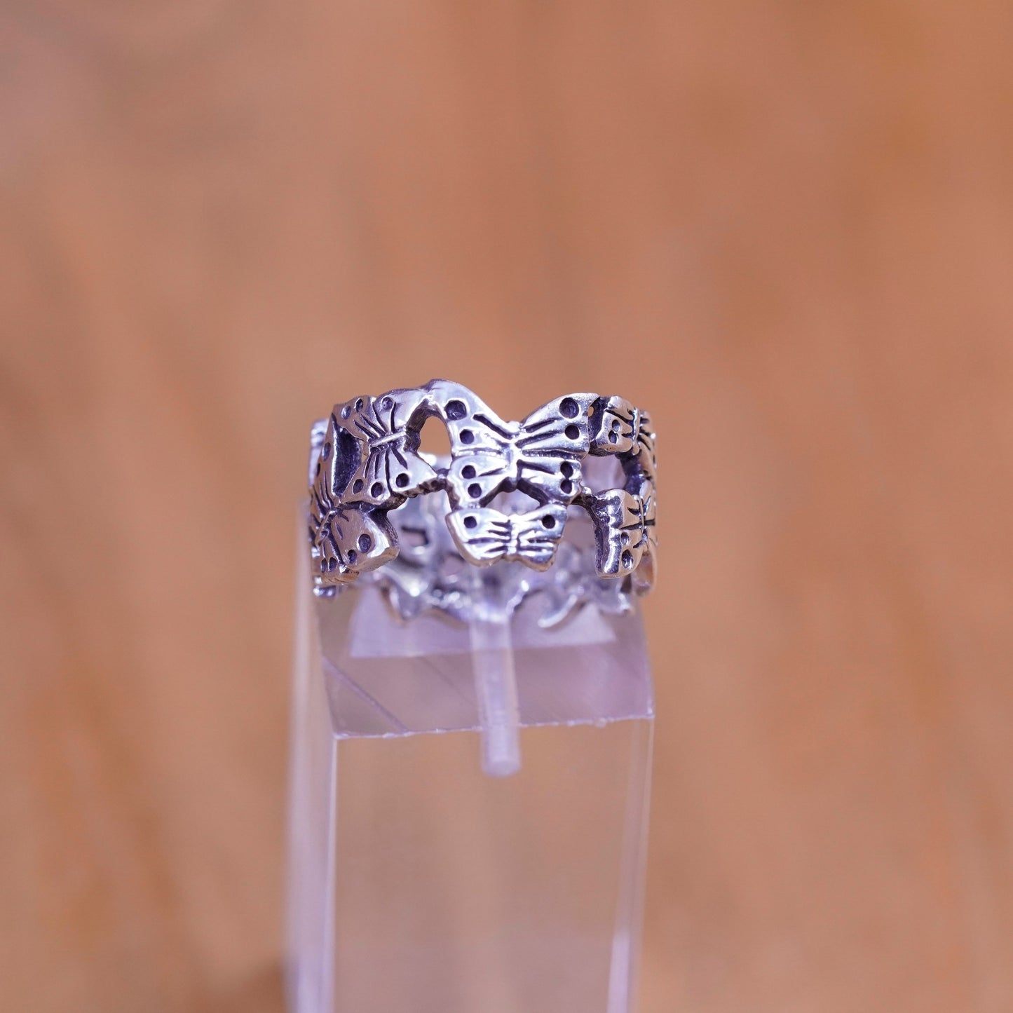 Size 5, Vintage Sterling silver handmade ring, 925 butterfly band