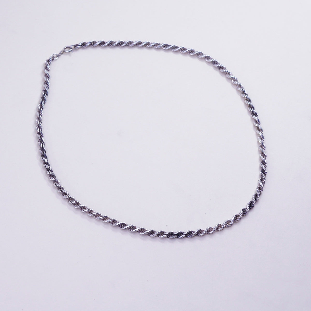 17” 4mm, vintage sterling silver necklace, 925 rope chain