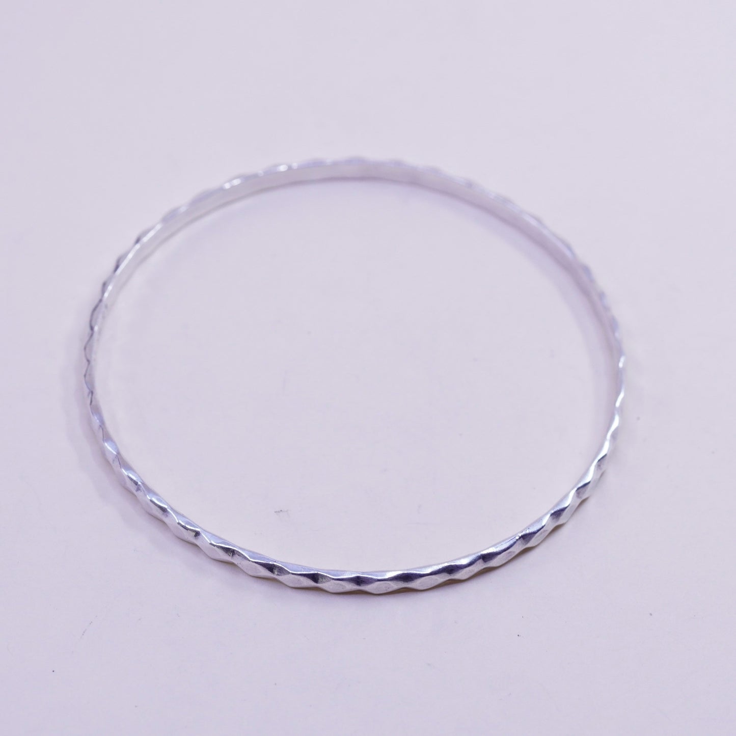 8”, vintage Mexico sterling 925 silver handmade stackable bracelet, diamond cut