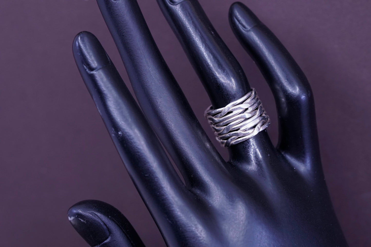 Size 5, vintage Sterling silver handmade wired ring, 925 band