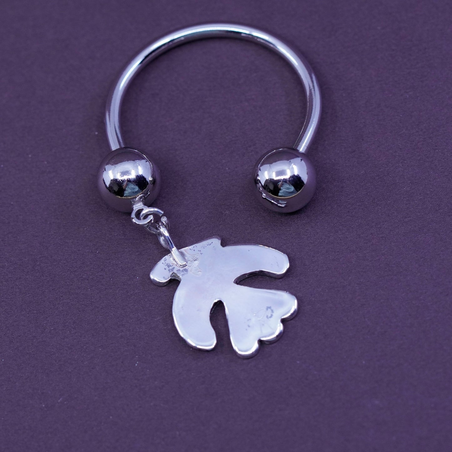 key ring w/ Native American Sterling 925 silver thunder bird charm N turquoise