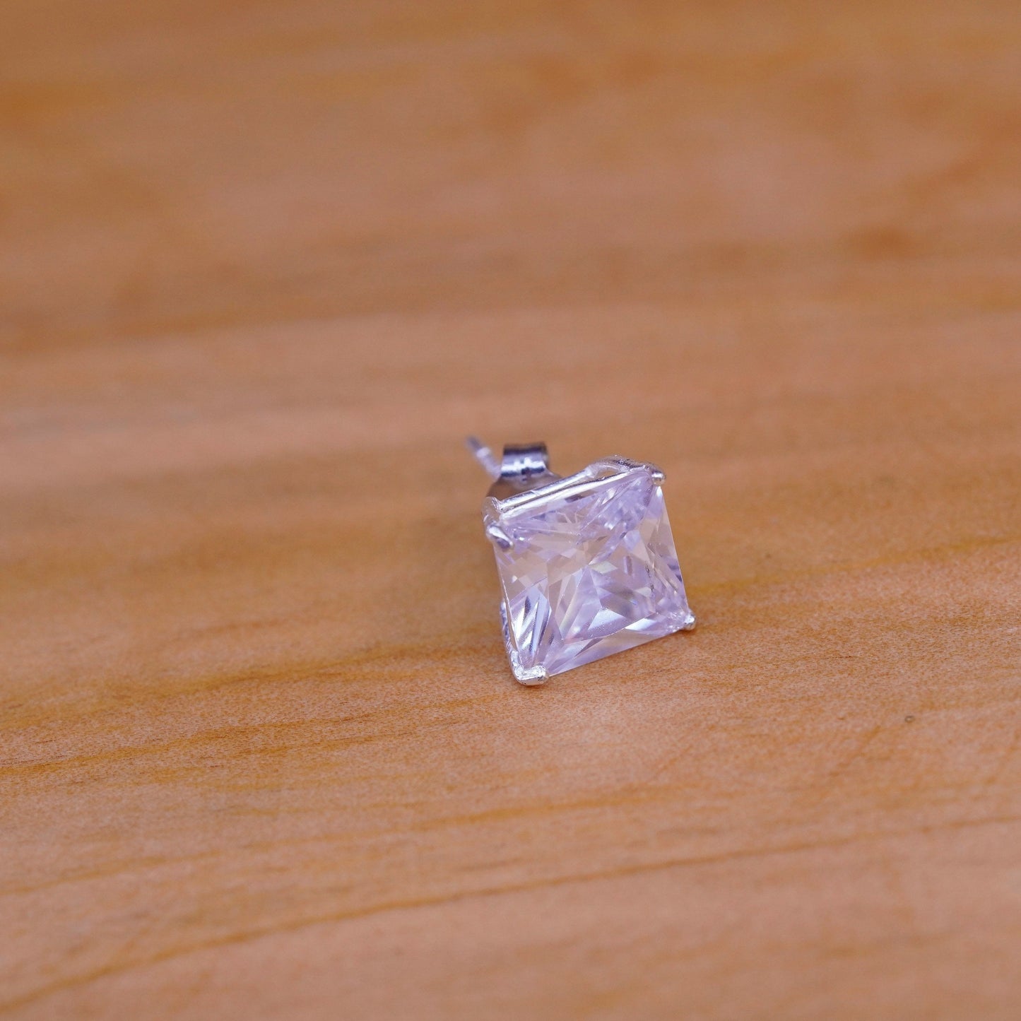 Vintage Sterling 925 silver clear studs, square earrings