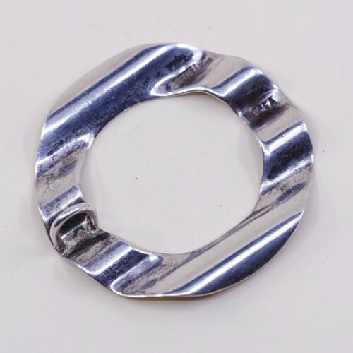 Vintage Sterling Silver Handmade Pendant, Circle Shaped Charm, Stamped 925