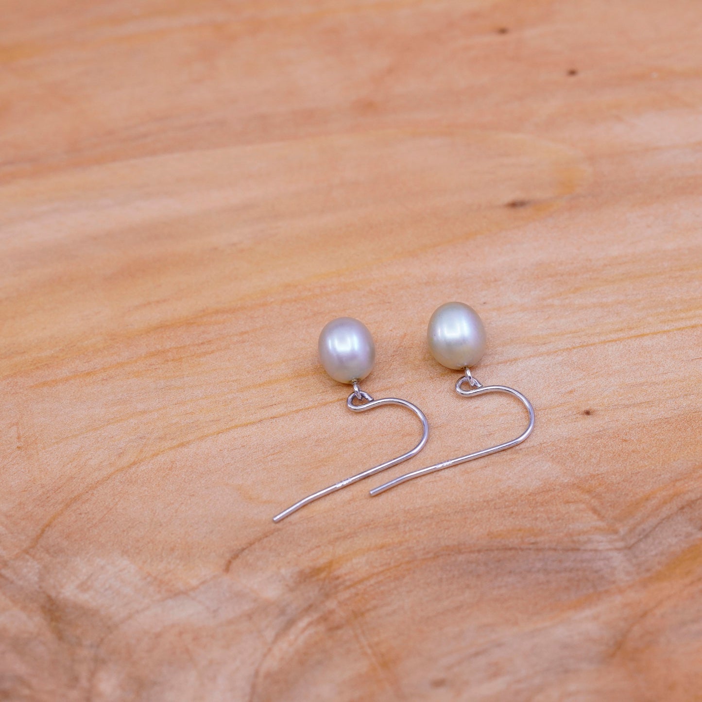 Vintage Sterling silver handmade earrings, 925 hooks with pearl drops